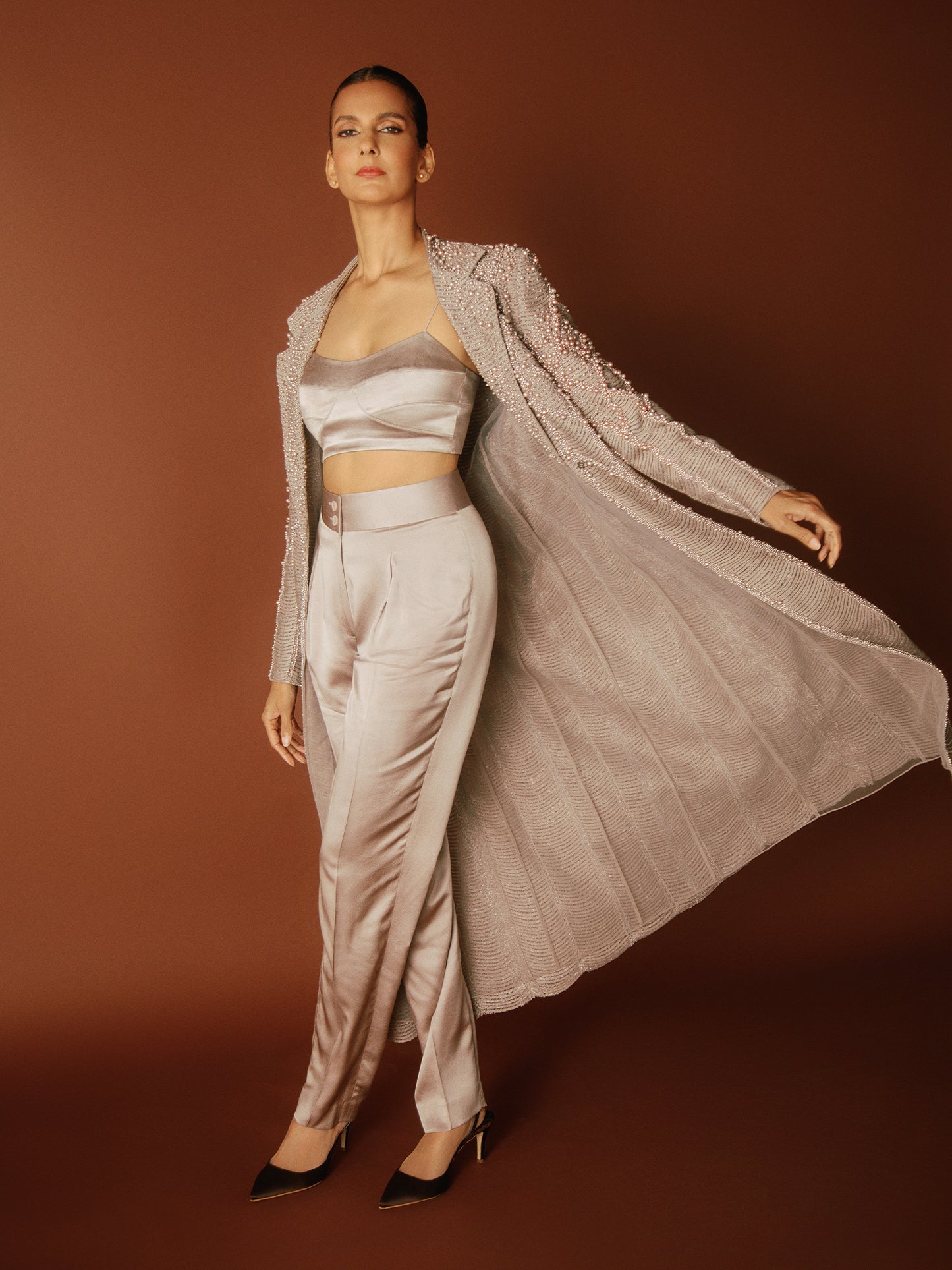 Poorna Jaganathan in Mabe Pearl Dori Jacket Set