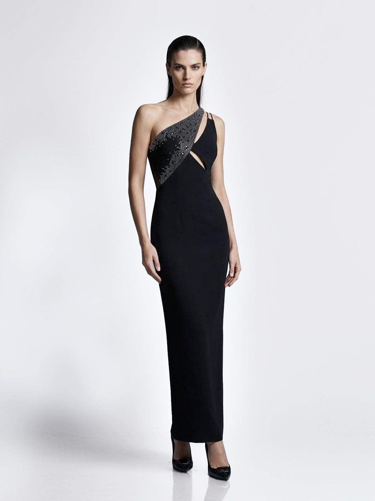 One-Shoulder Column Gown