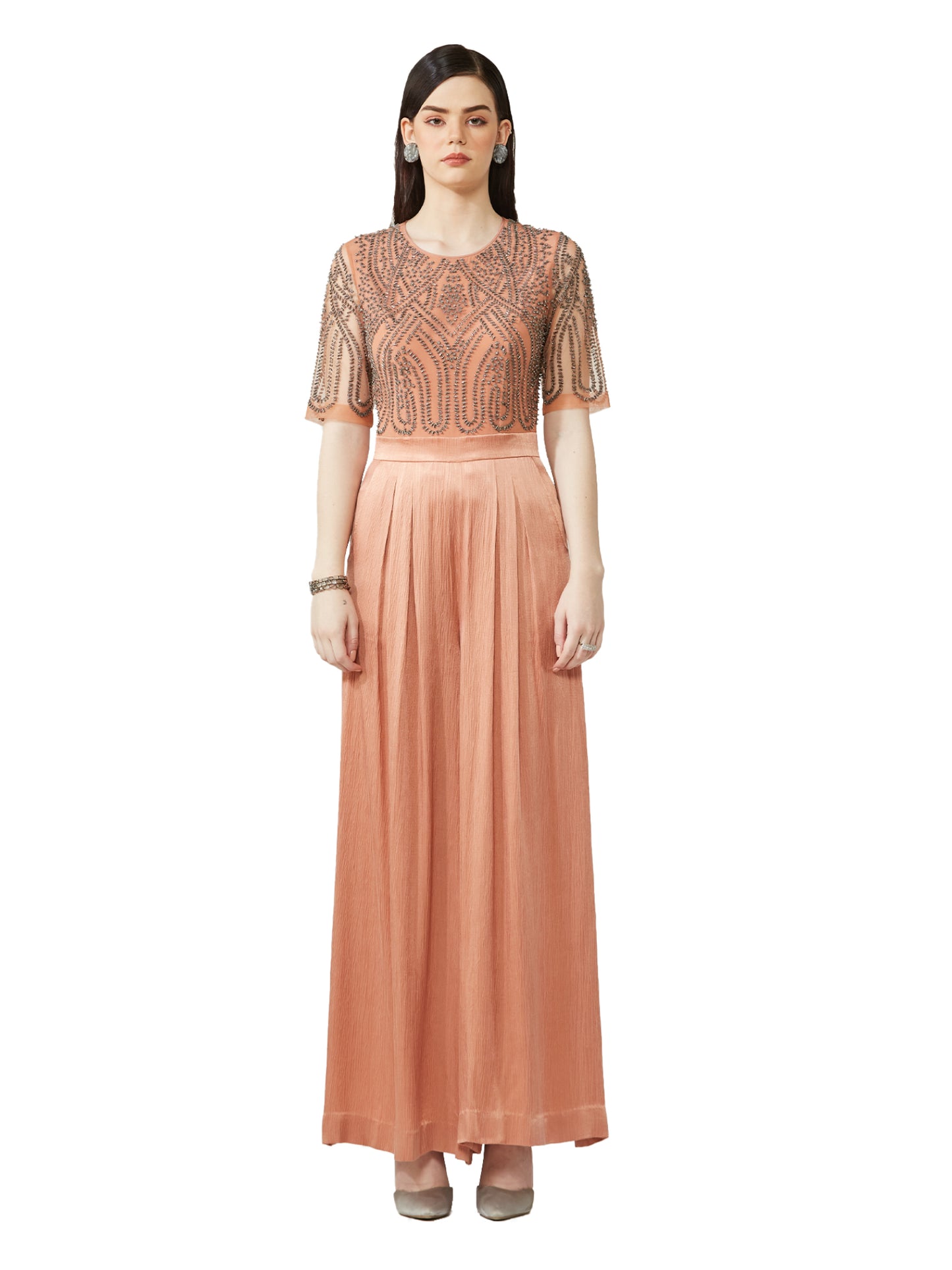 Shimmer Clay Embroidered Jumpsuit