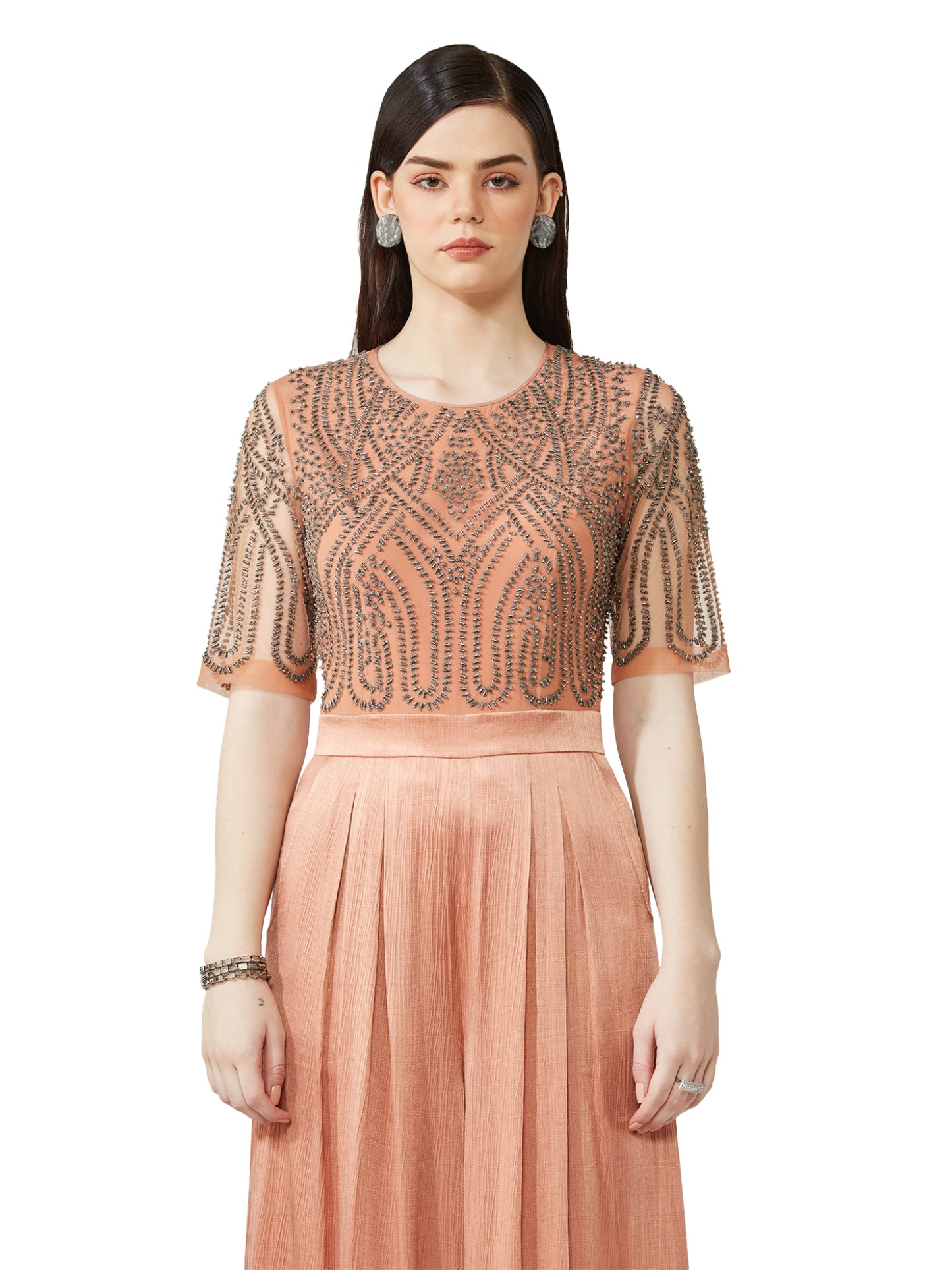 Shimmer Clay Embroidered Jumpsuit