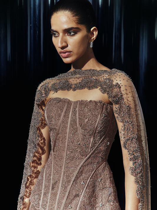 RosƩ structured Corset set