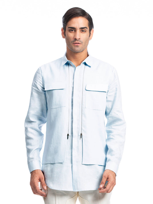 Blue Front 2 Pocket With Zipper Shirt
