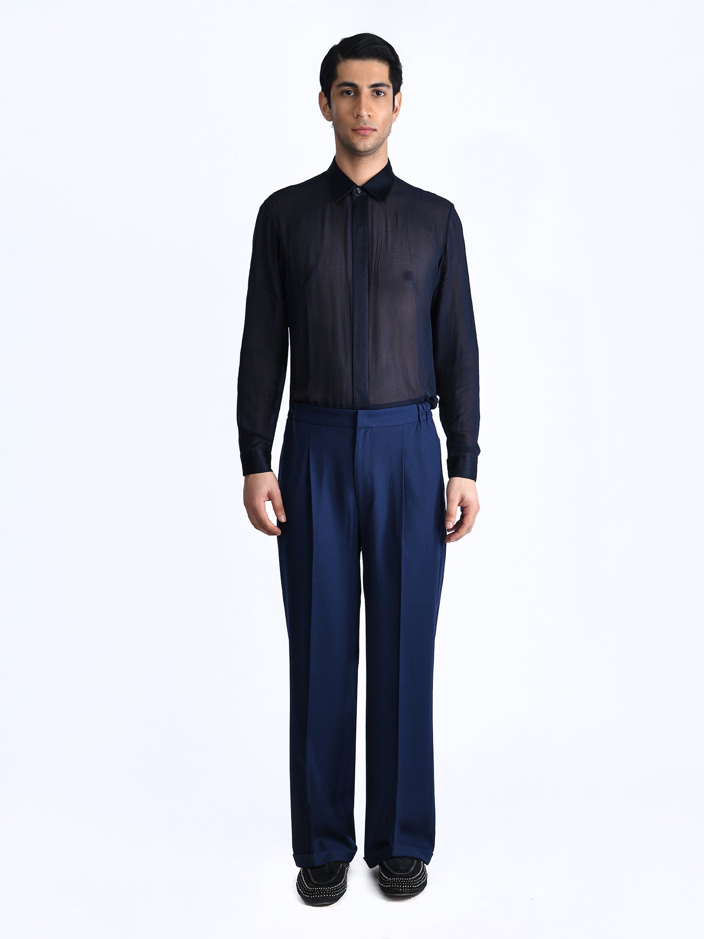 Navy Georgette Shirt