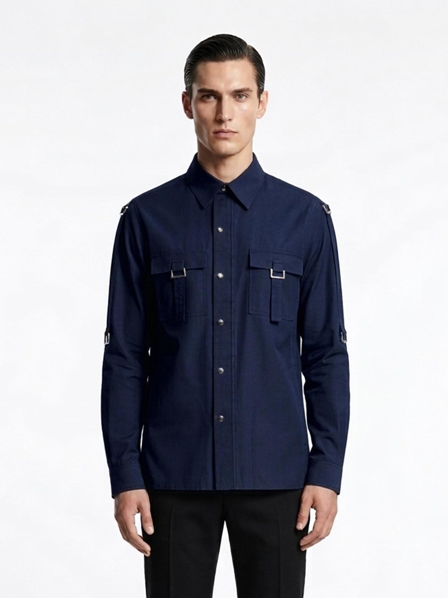 Sculpted Indigo Utility Shirt