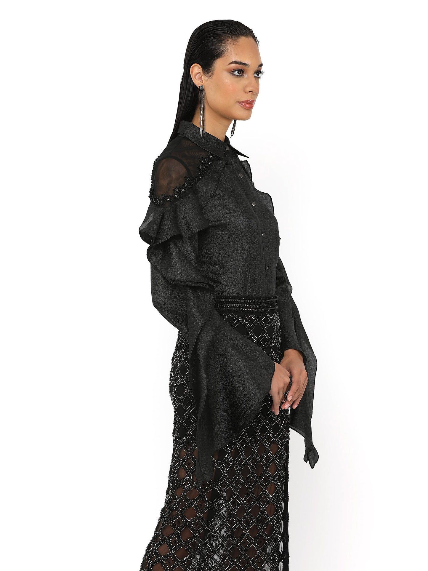 Scarlet Black Embellished Swing Top