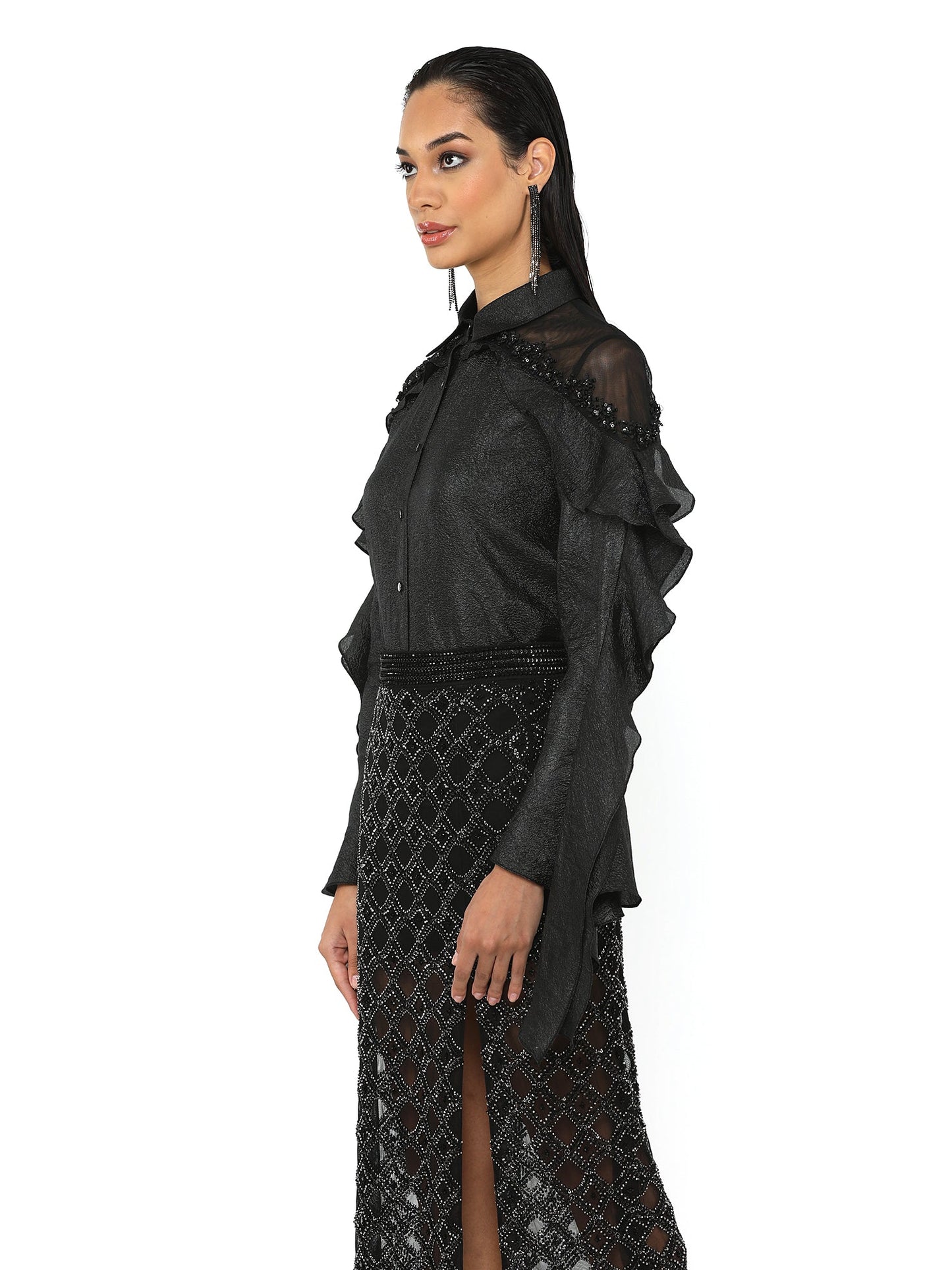 Scarlet Black Embellished Swing Top