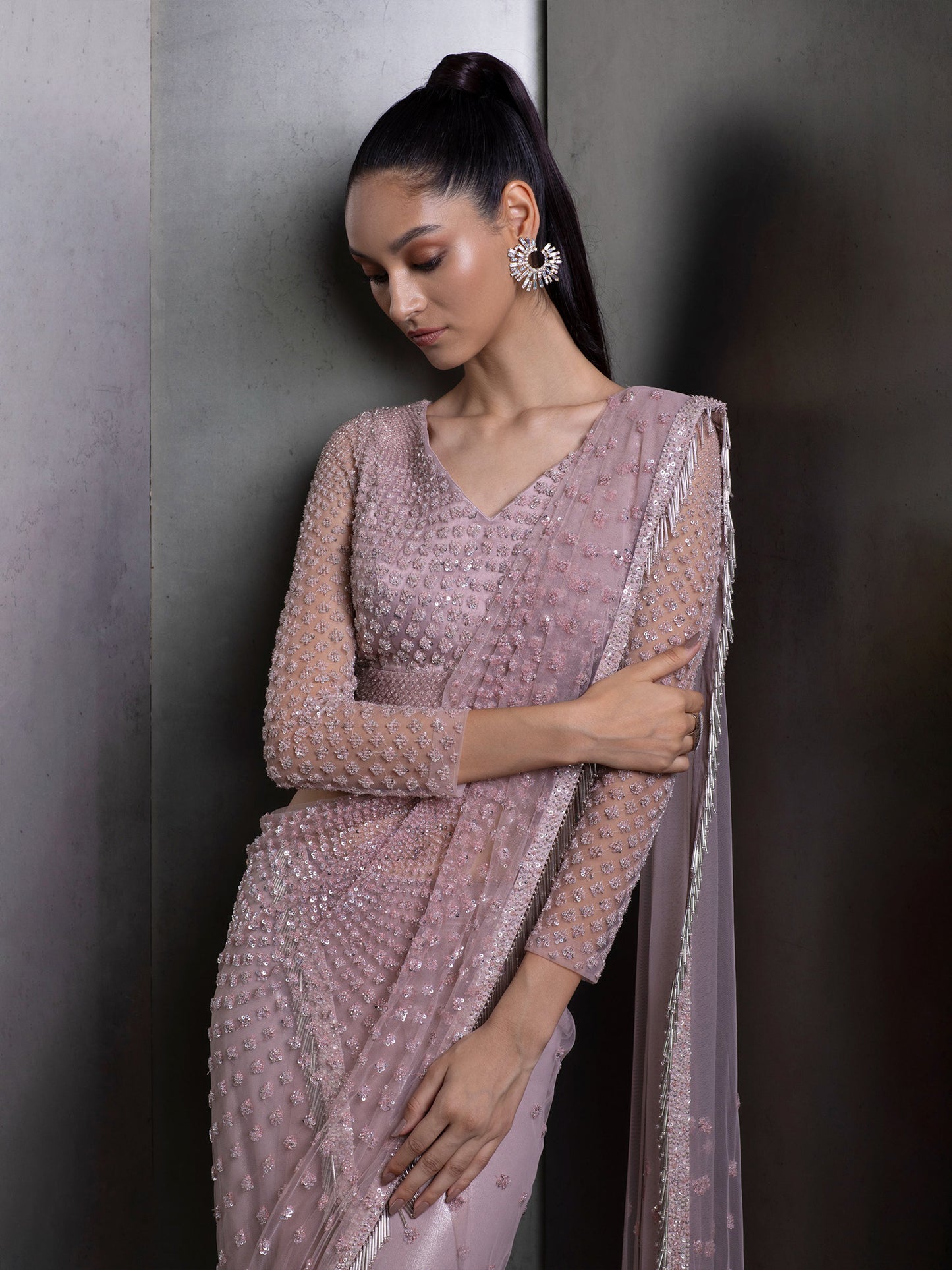 Sora Metal Fringe Saree