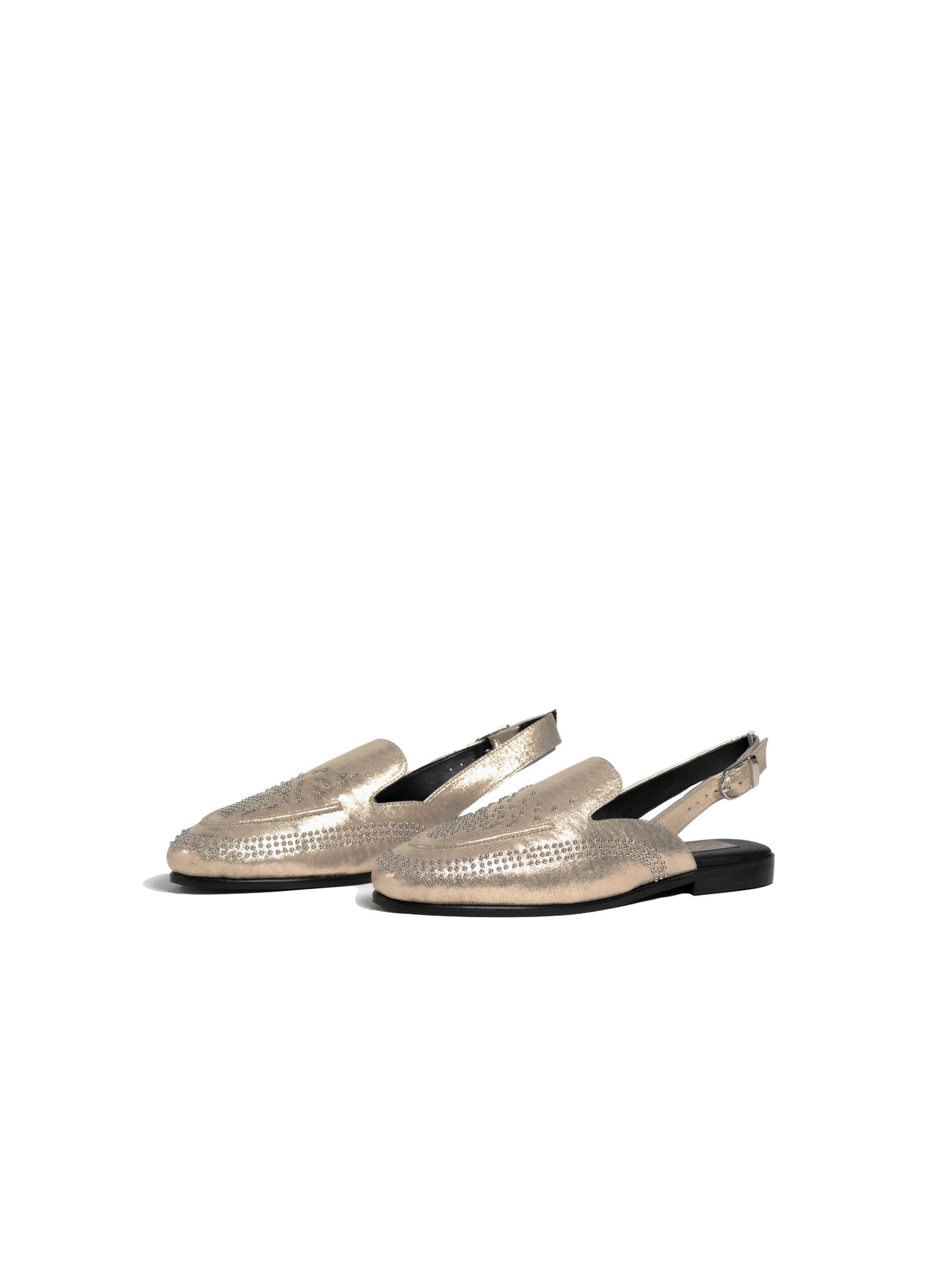 Metallic Loafers With Studded Detailing