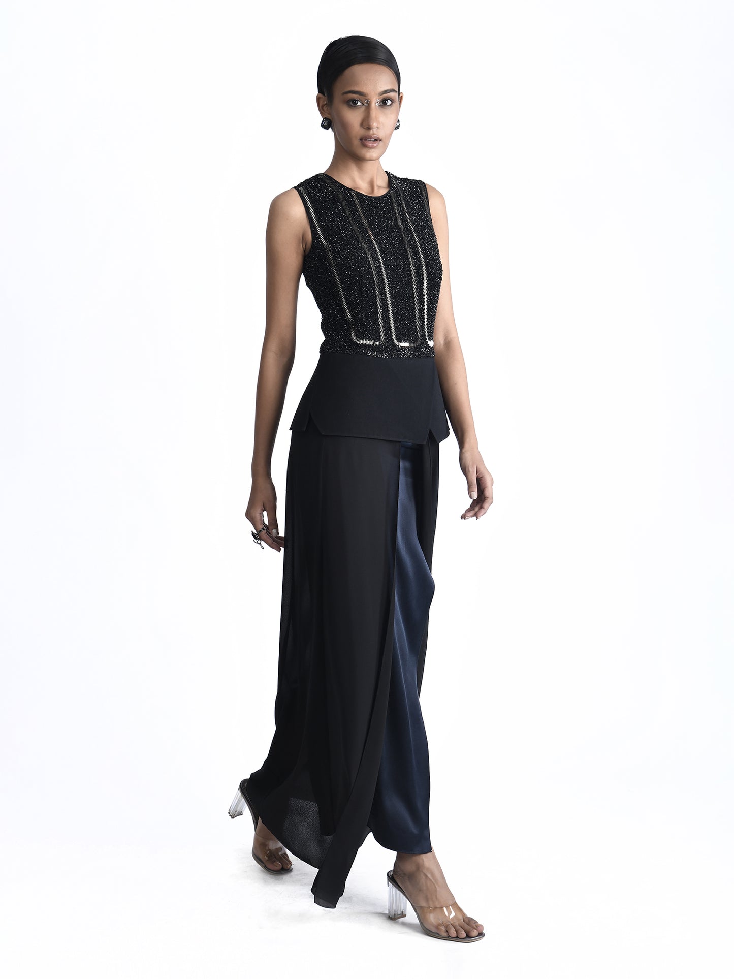 Black Embellished Peplum Dress