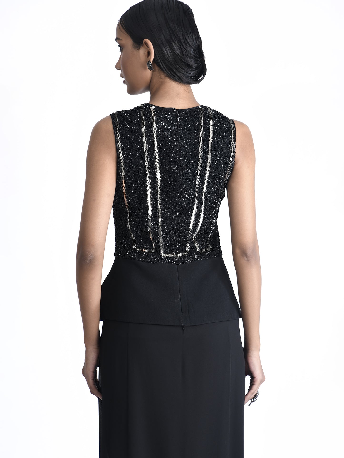Black Embellished Peplum Dress