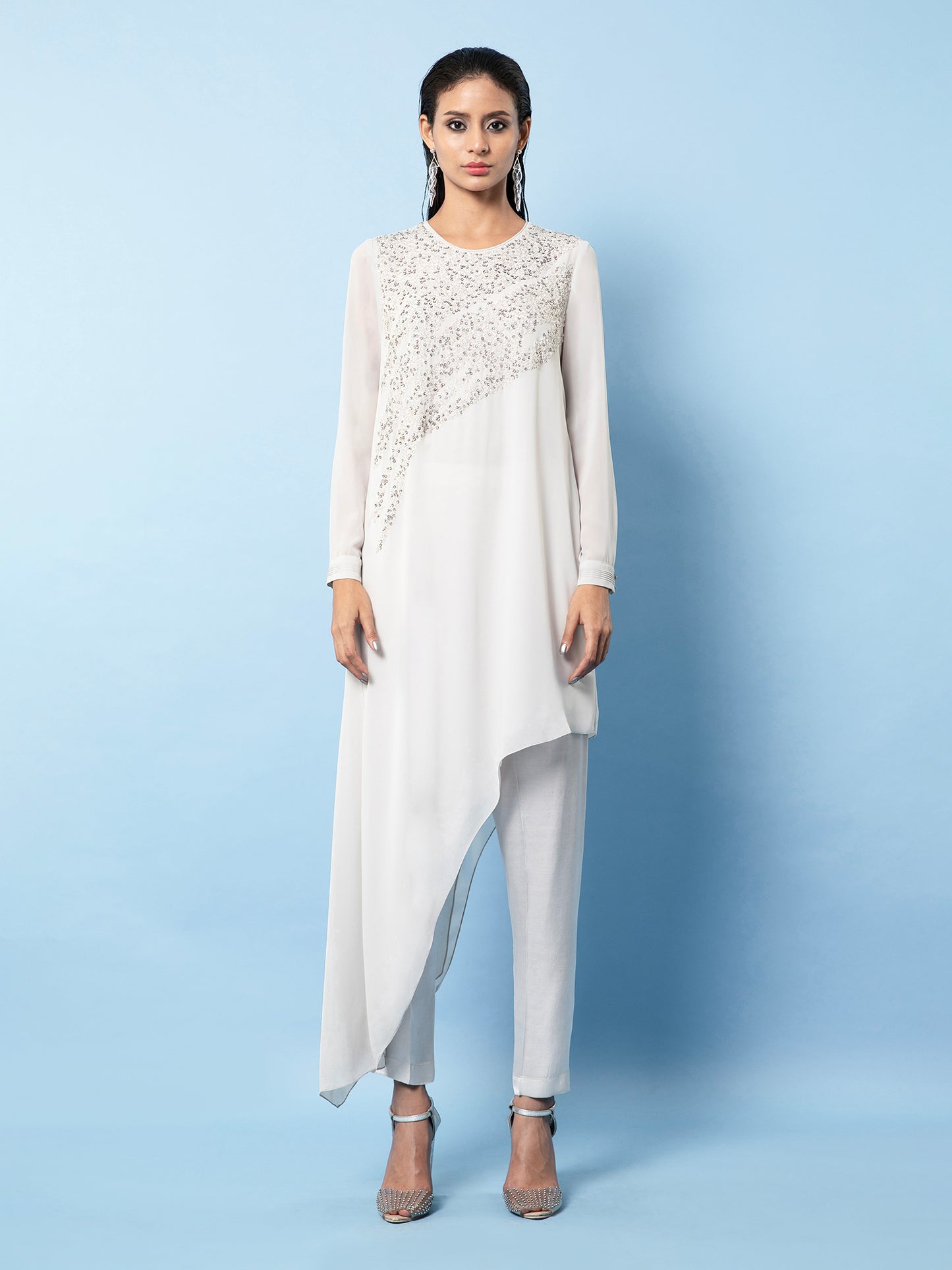 Asymmetrical Top With Metallic Embellishments