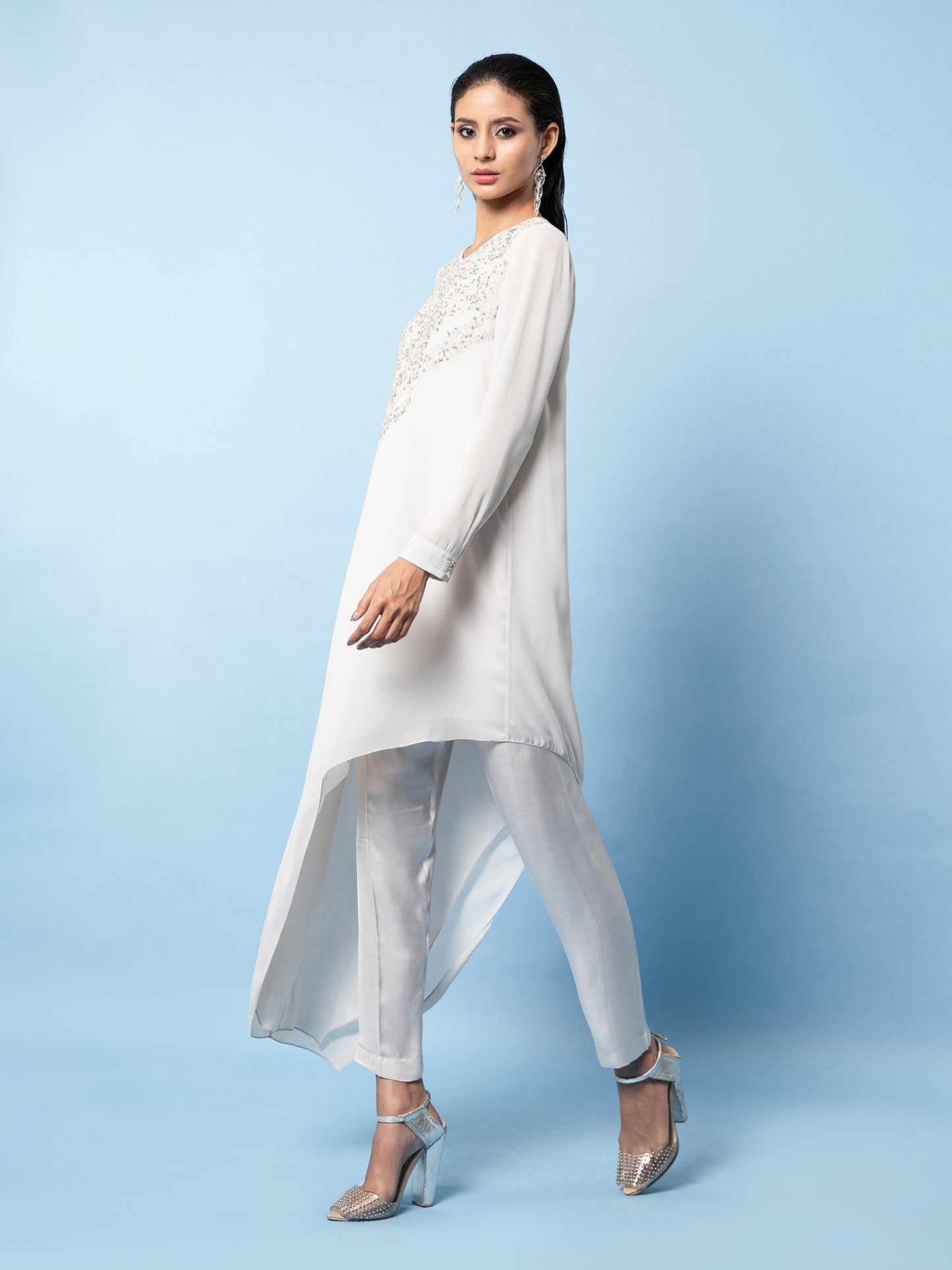 Asymmetrical Top With Metallic Embellishments