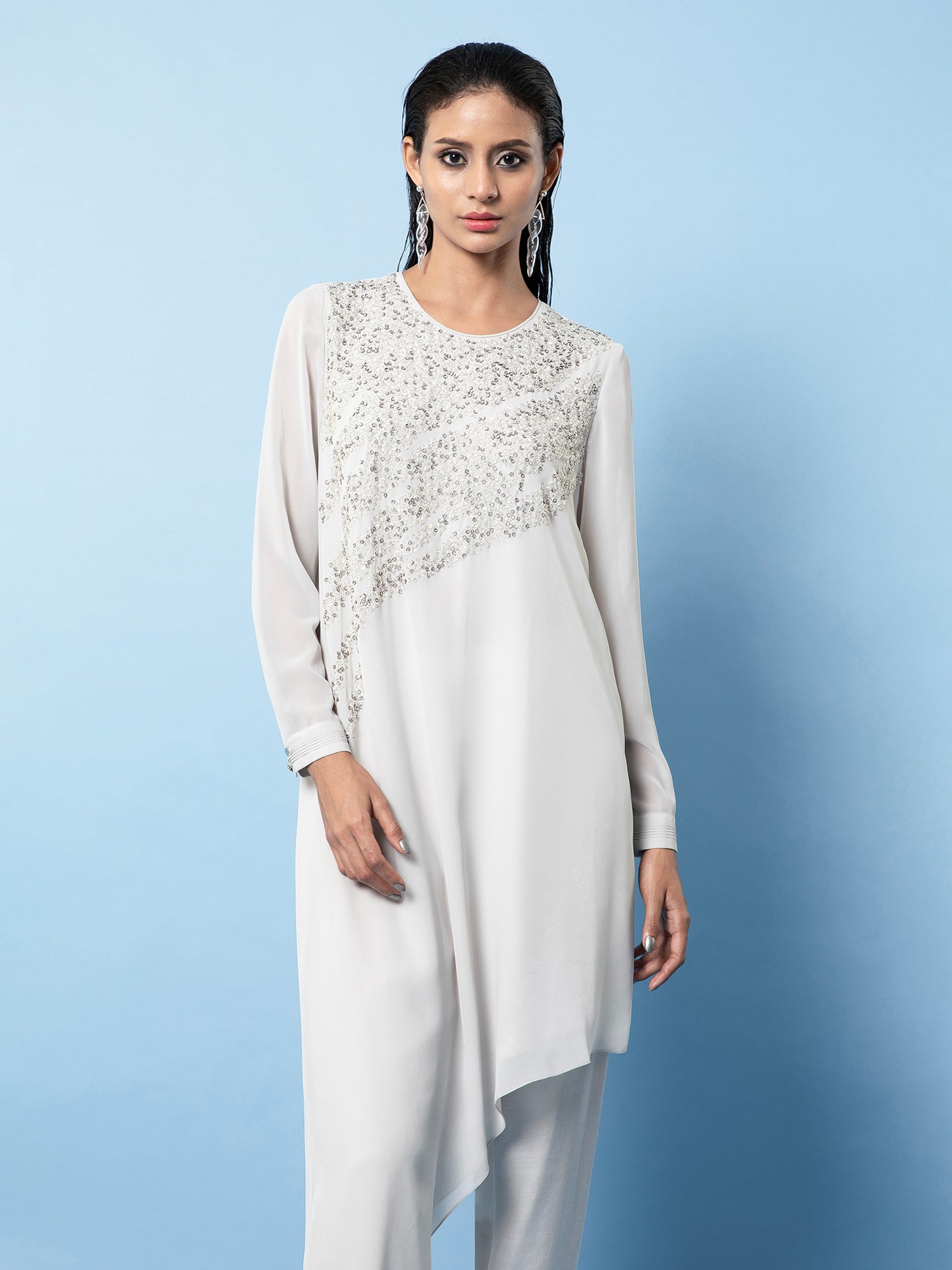 Asymmetrical Top With Metallic Embellishments