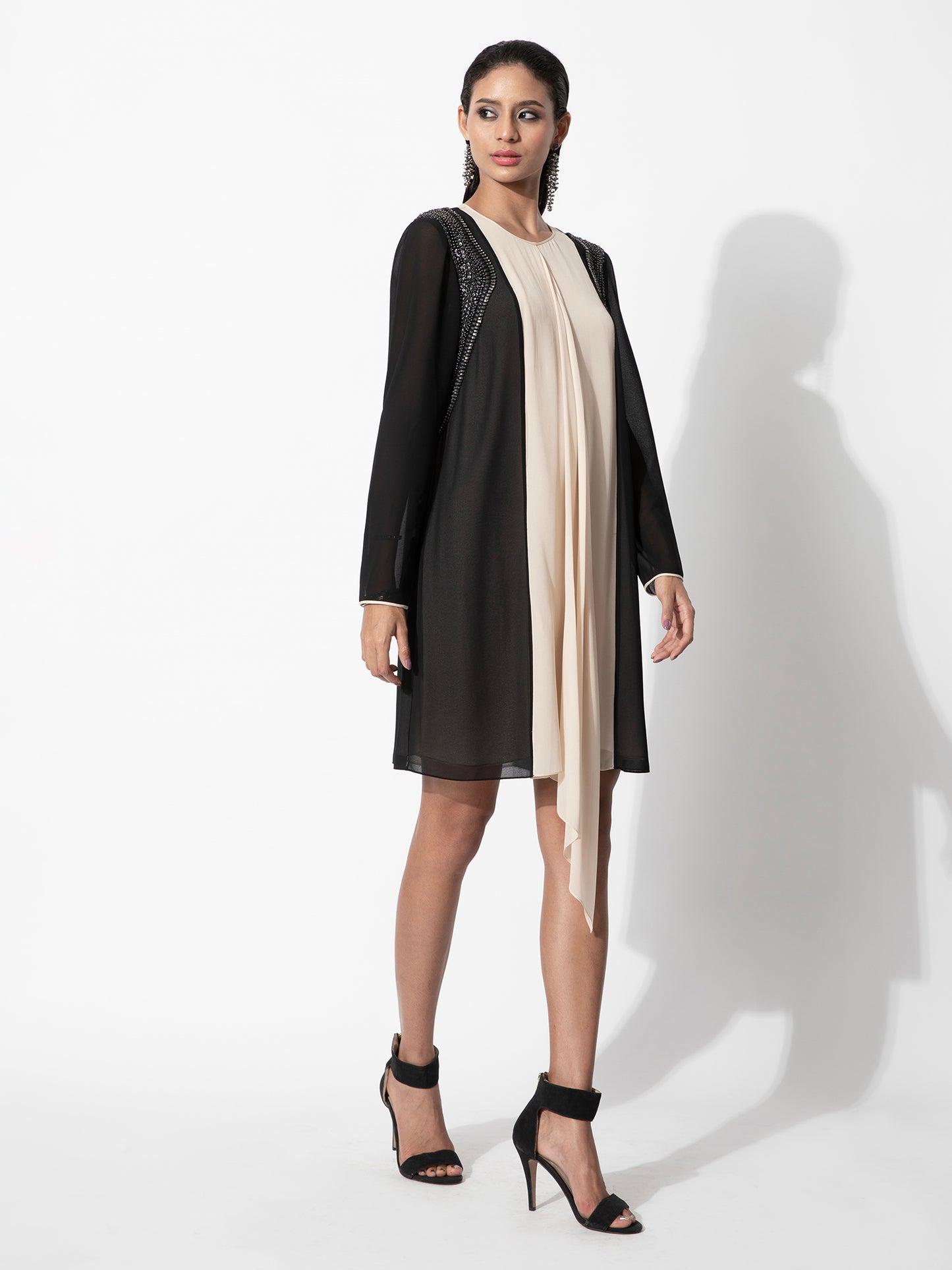 Swing Dress With Shoulder Embellishments