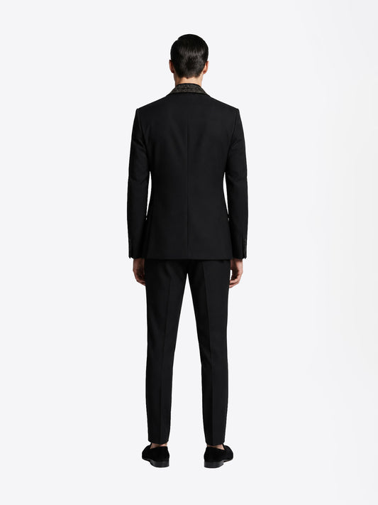 Noir Embellished Tuxedo Suit