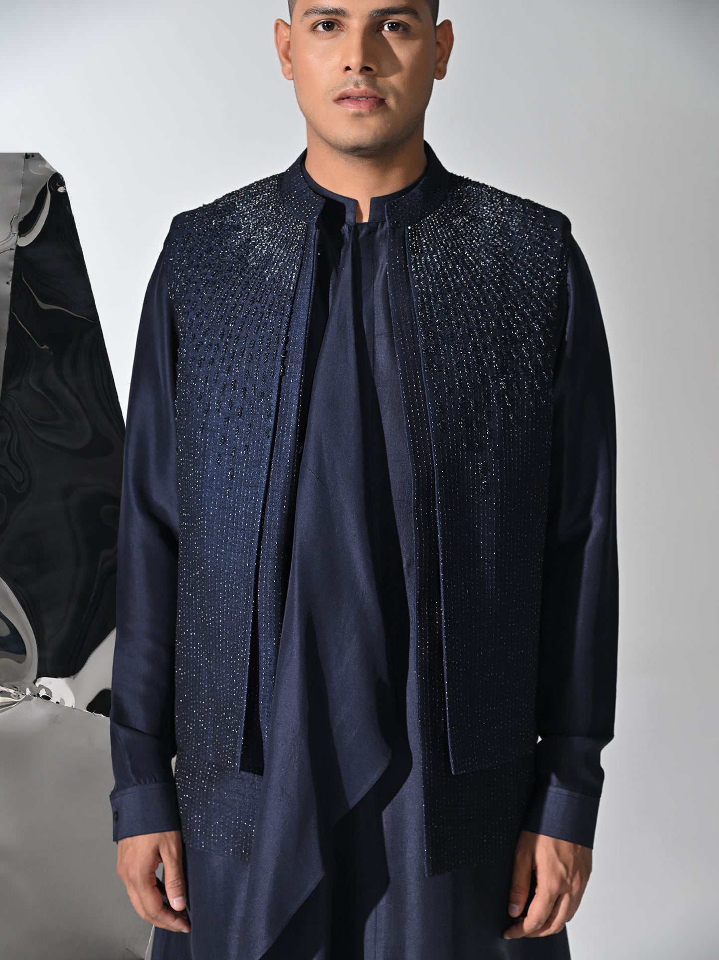 Double Layered Silk Bundi Set