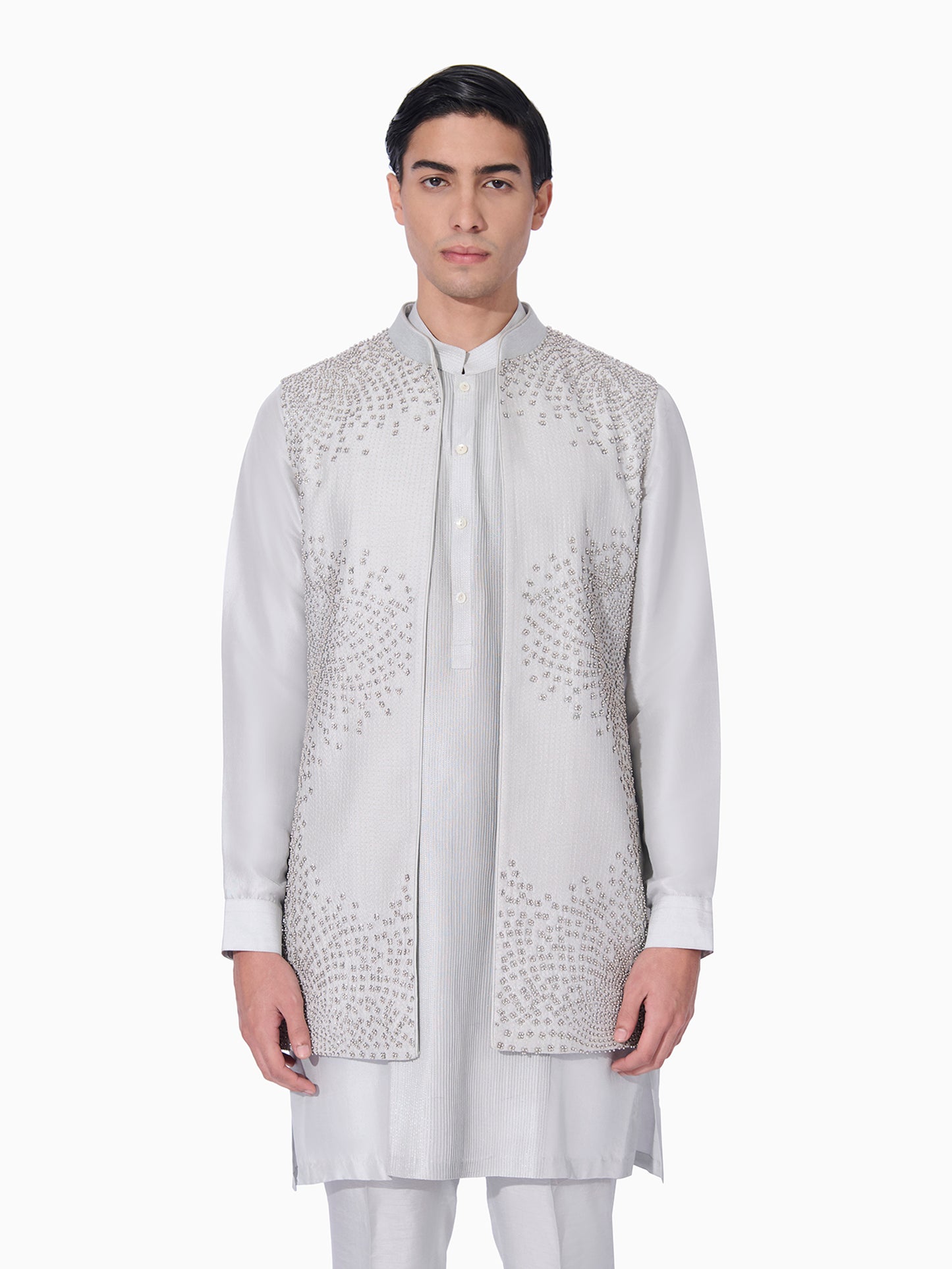 Ice Blue Embroidered Bundi Set