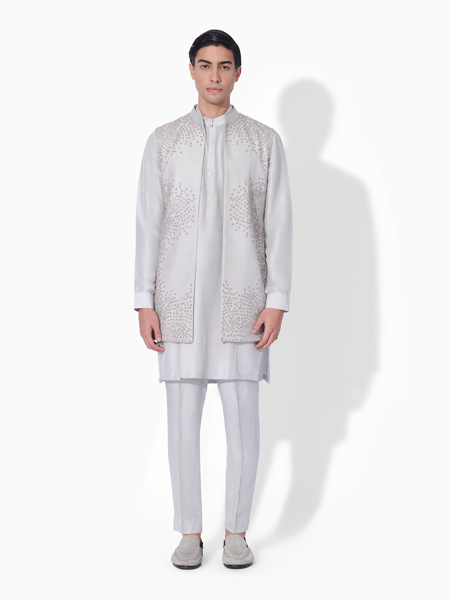 Ice Blue Embroidered Bundi Set