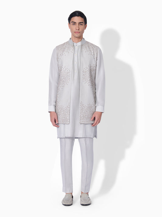 Ice Blue Embroidered Bundi Set