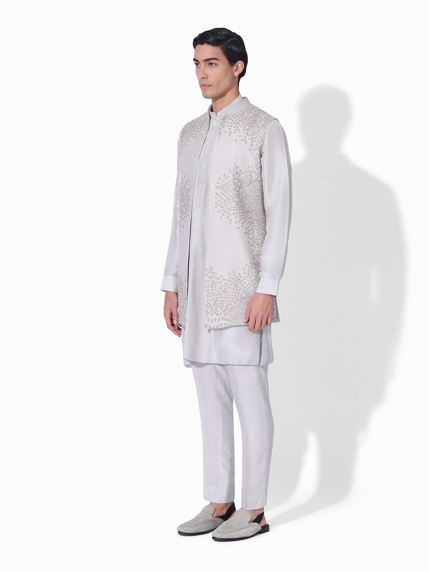 Ice Blue Embroidered Bundi Set