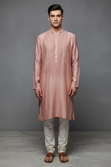 Rosewood Blush Textured Classic Kurta Set