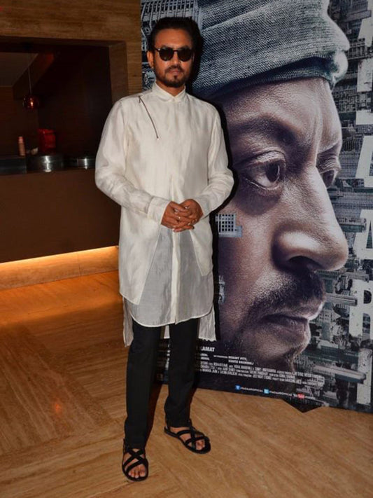 Irrfan Khan In White Wrap Shirt