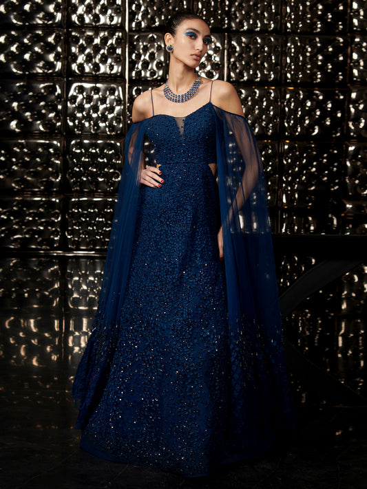 Celestial Galaxy Blue Gown