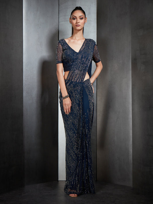 Heavily Embellished Open Saree