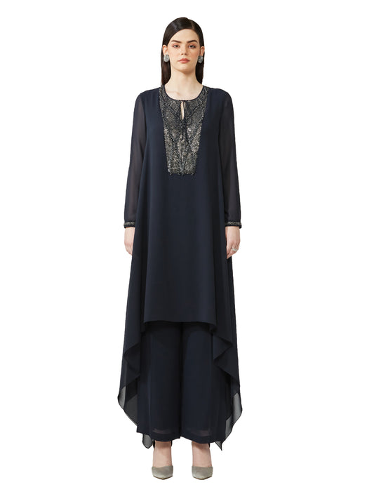 Black Crafted Kurta Set