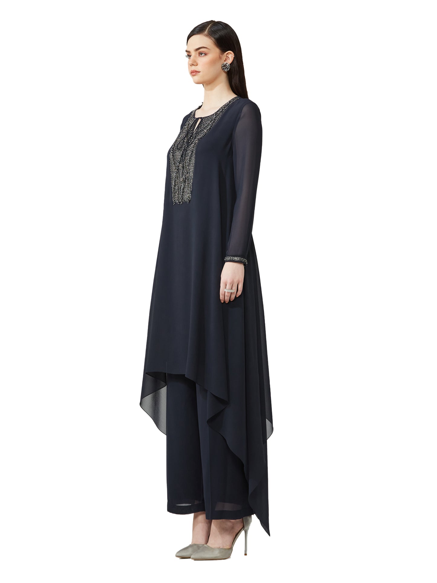 Black Crafted Kurta Set