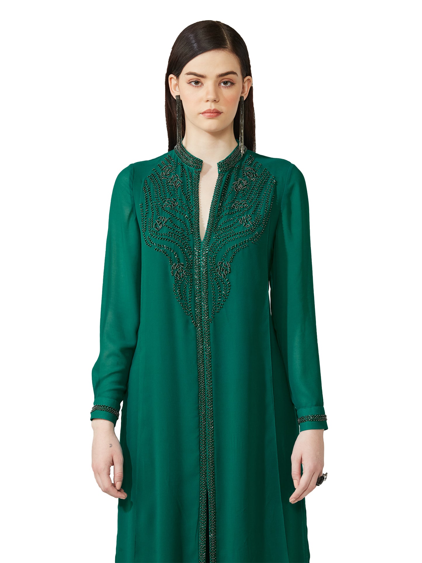 Straight Fit  Embellished layered Kurta Set