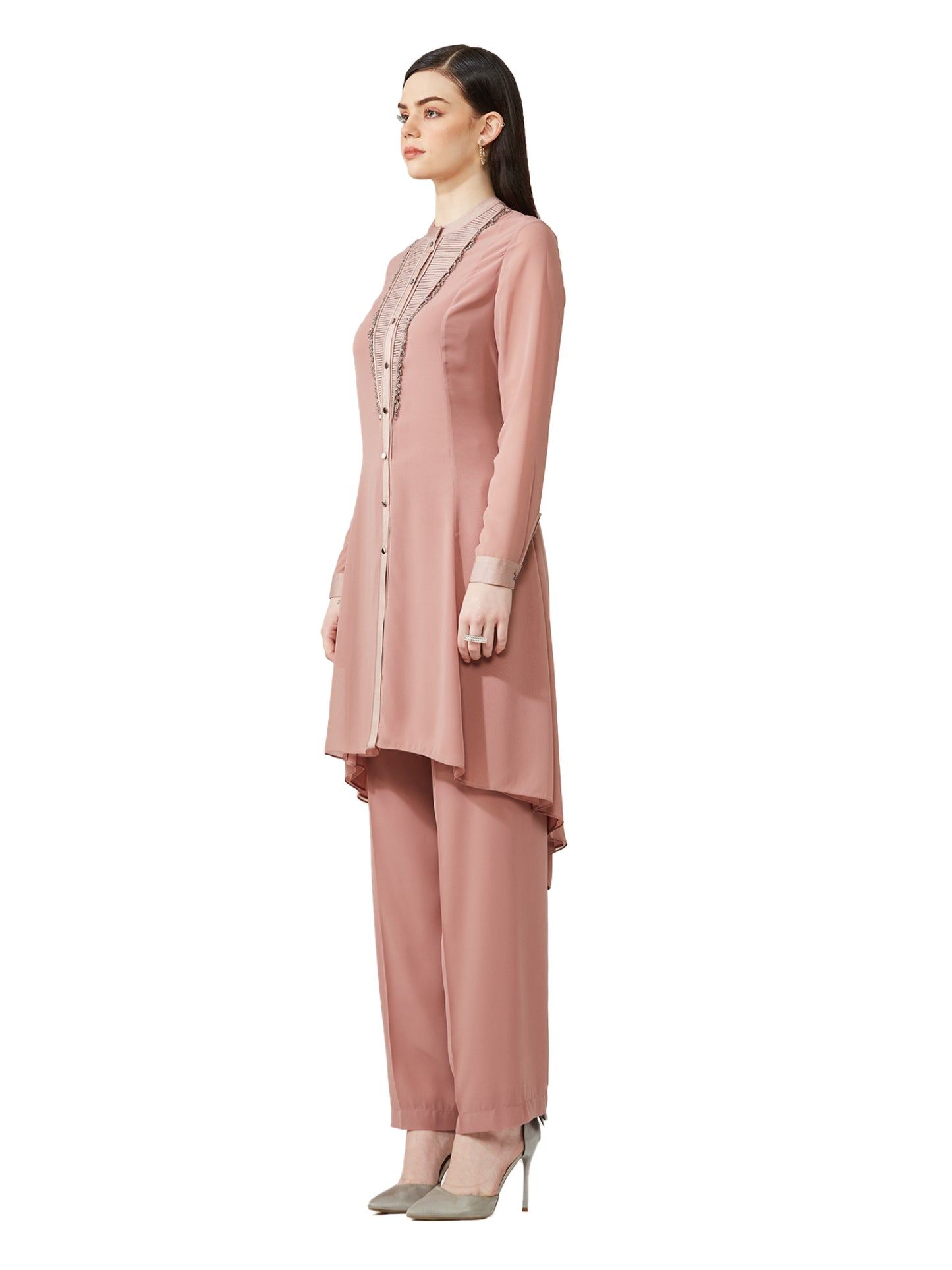 Straight Fit Yoke Embellished Kurta Set