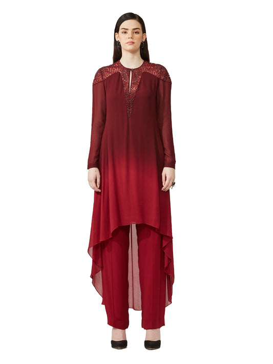 Yoke Embellished Ombre Kurta Set