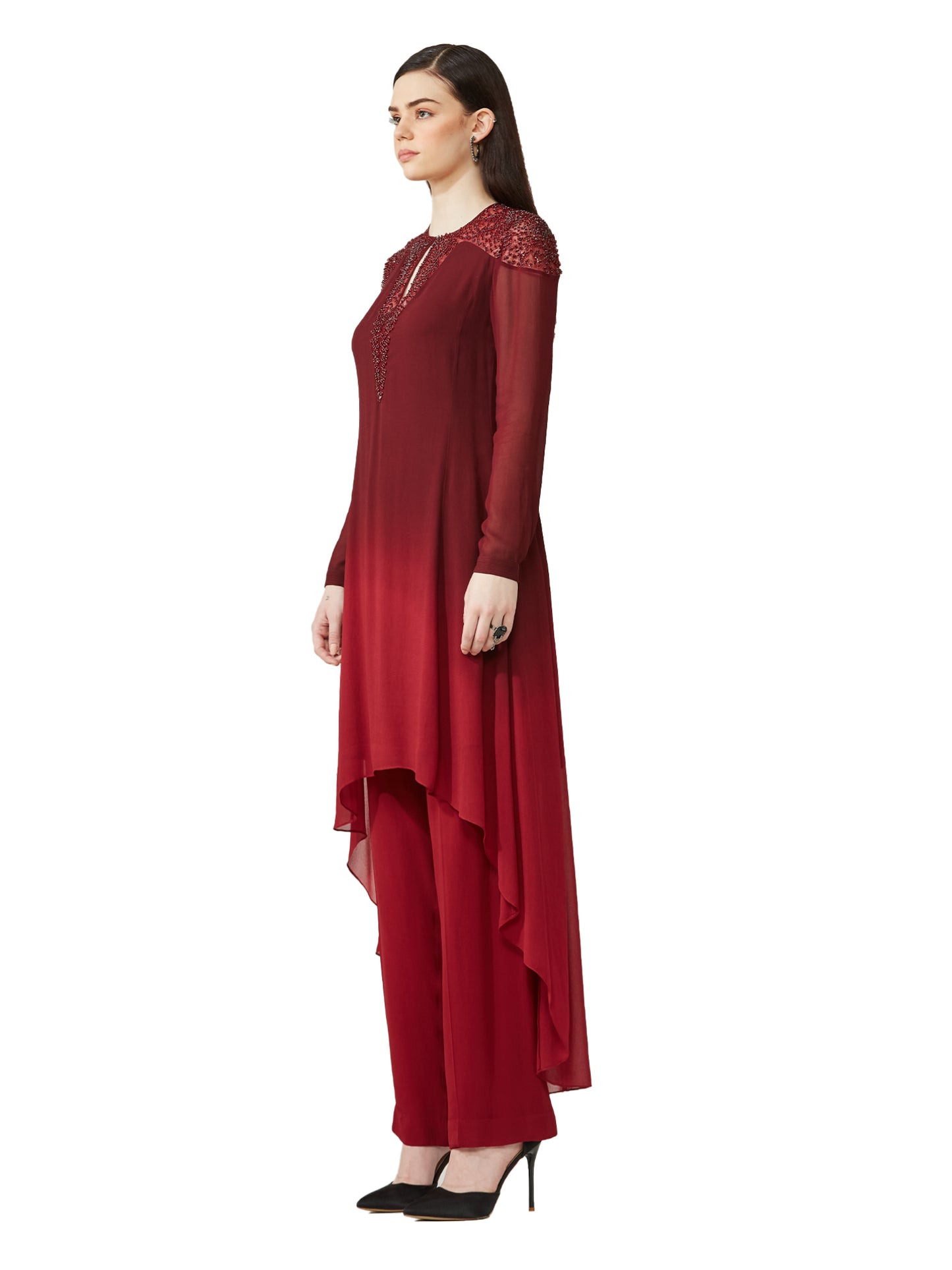 Yoke Embellished Ombre Kurta Set