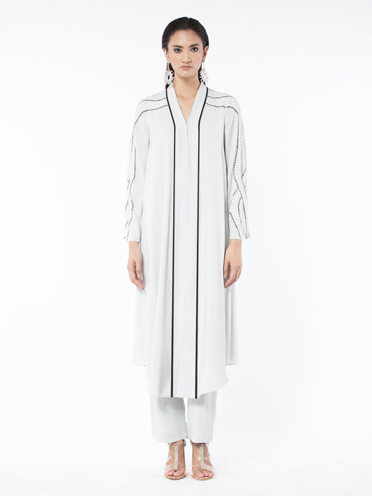 Ice Blue Applique Long Kurta Set