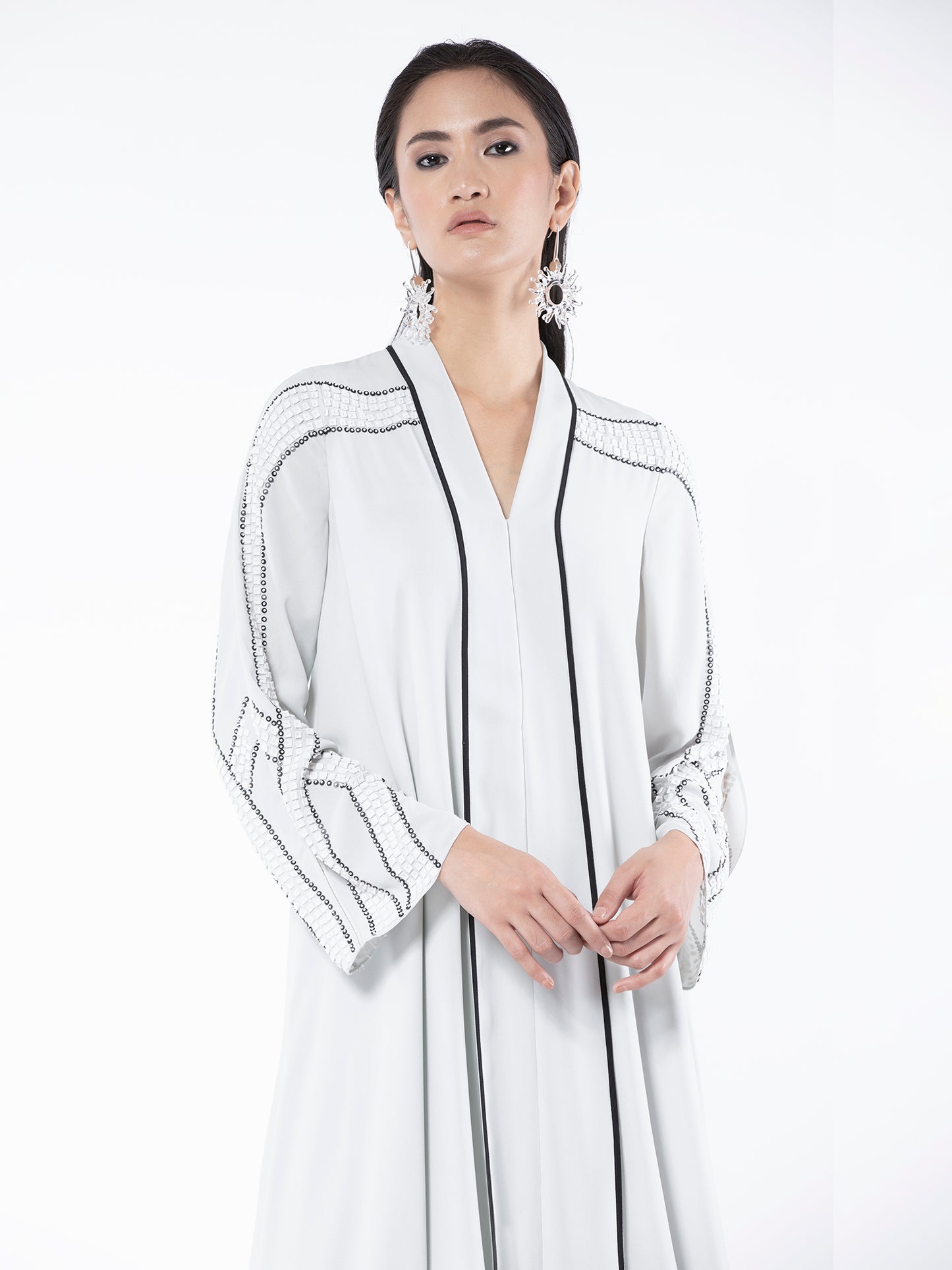 Ice Blue Applique Long Kurta Set