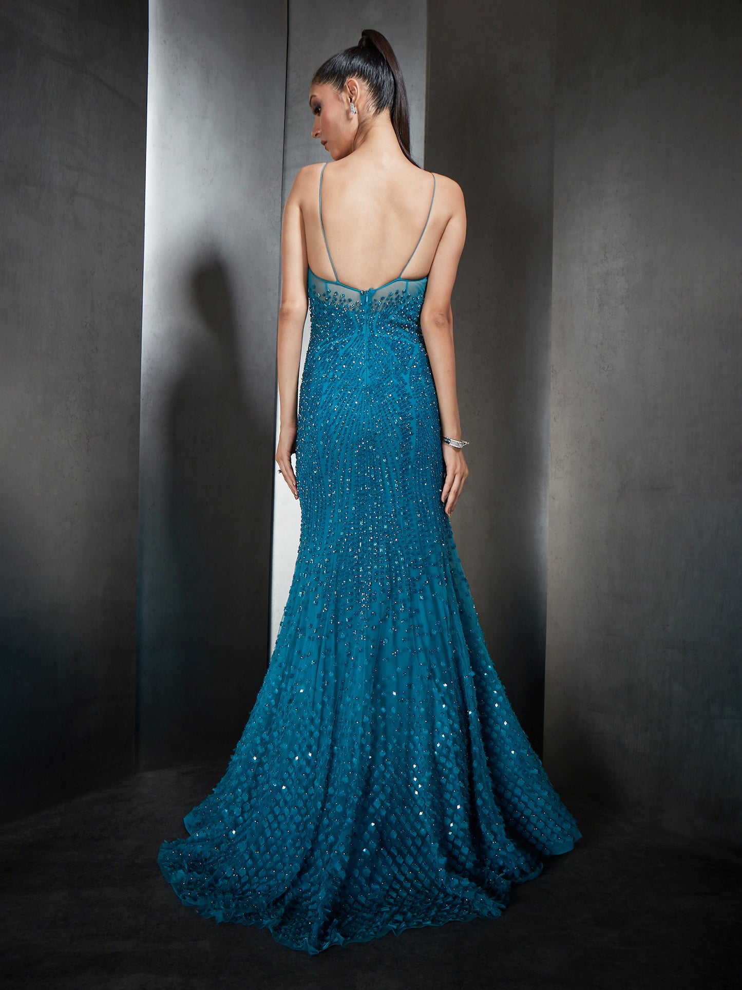 Heavily Embellished Fish Cut Gown