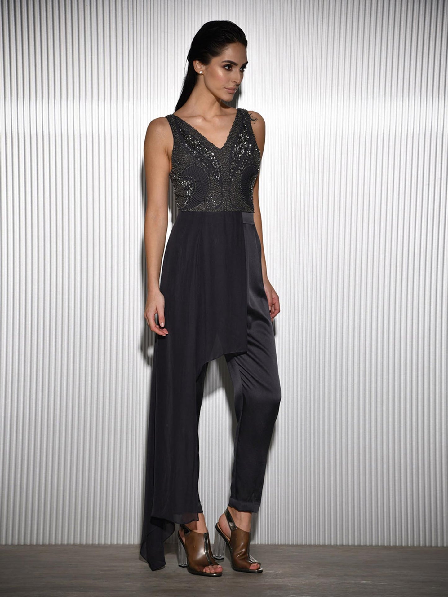 Dark Grey Embellished Jumpsuit
