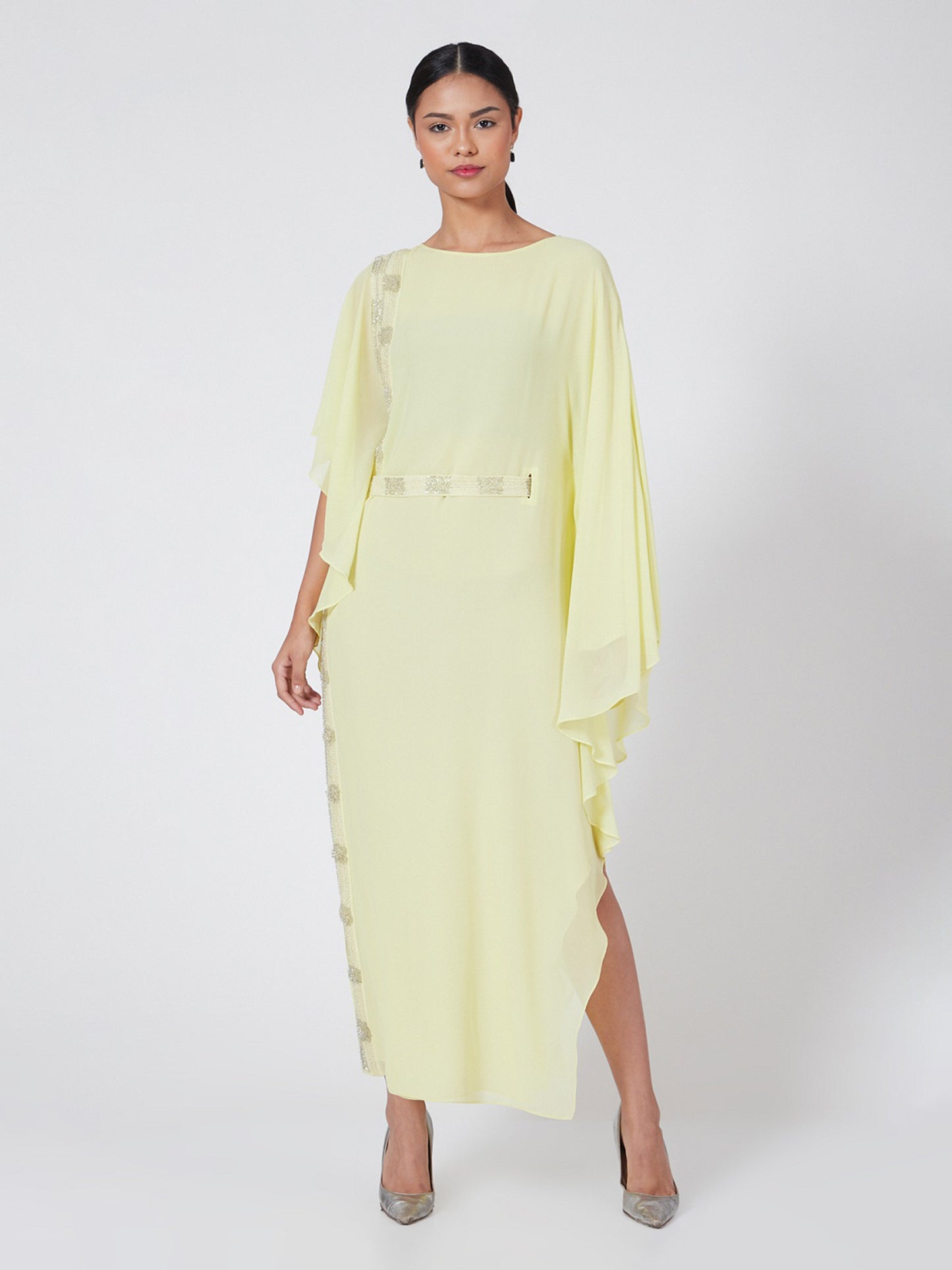 Asymmetric Embellished Panel Flowy Dress