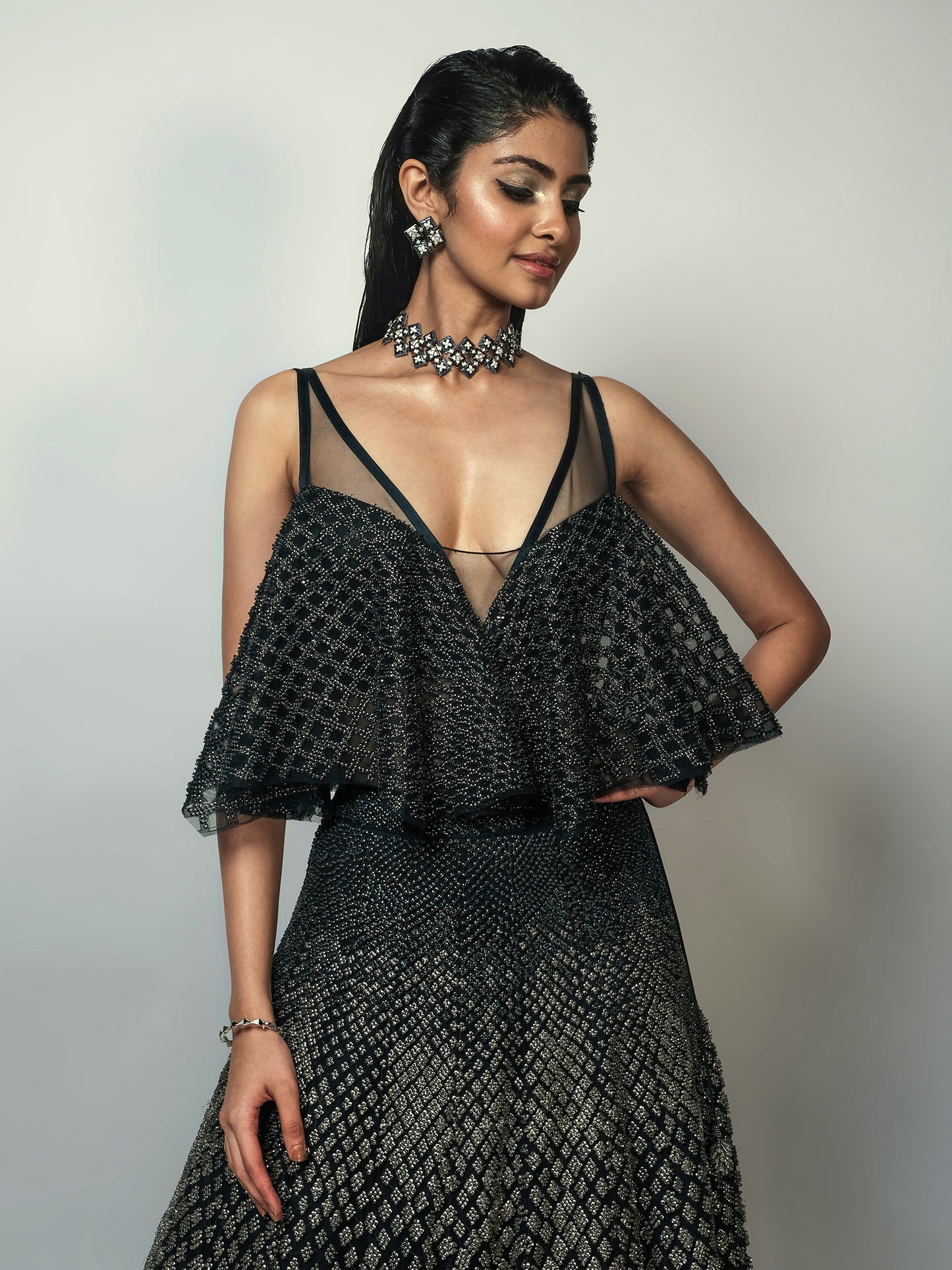 Crest Metallic Lehenga Set