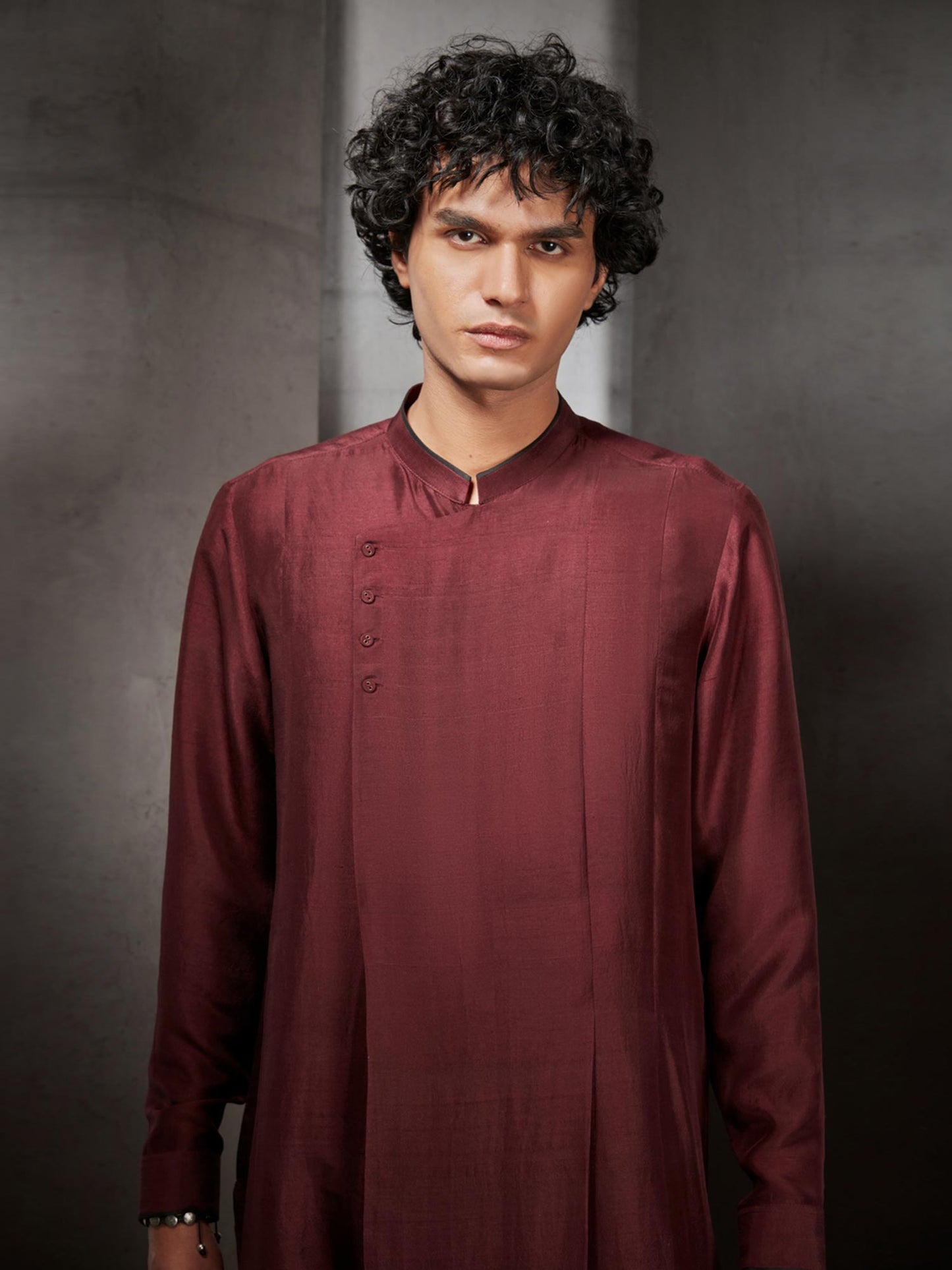 Maroon Overlap Layer Kurta Set