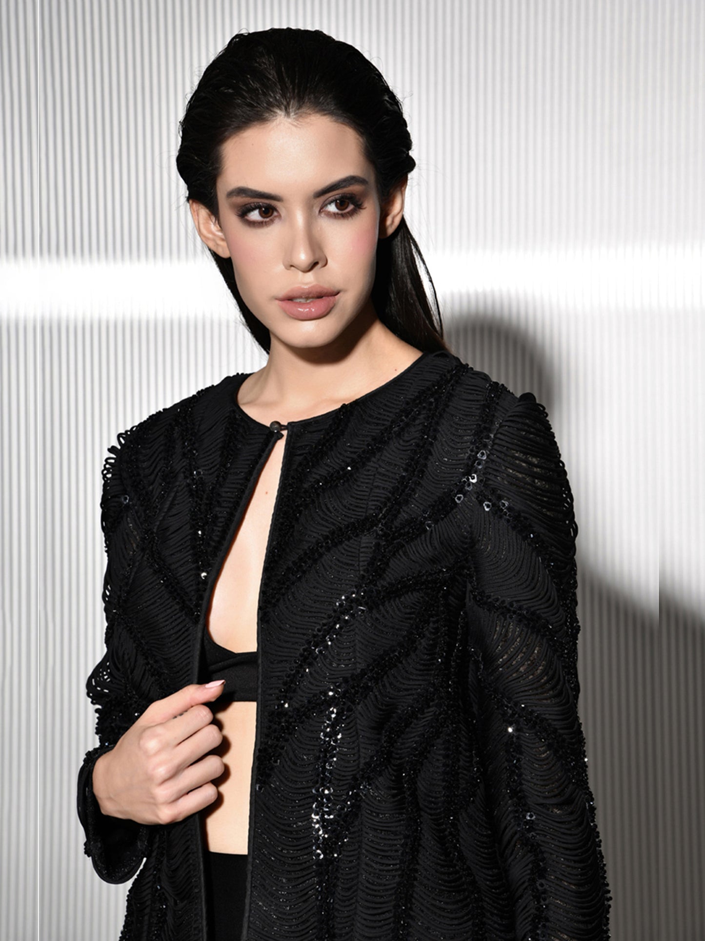 Black Crystal Embroidered Jacket