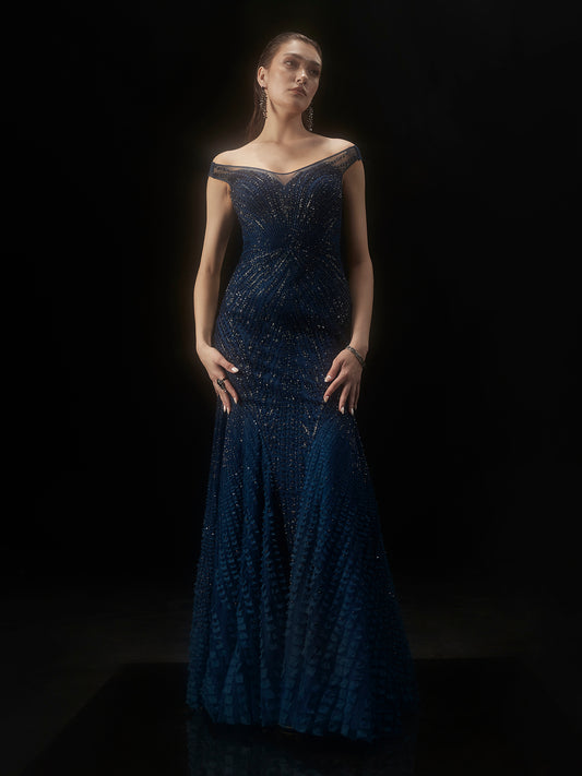 Starburst Off-shoulder Gown
