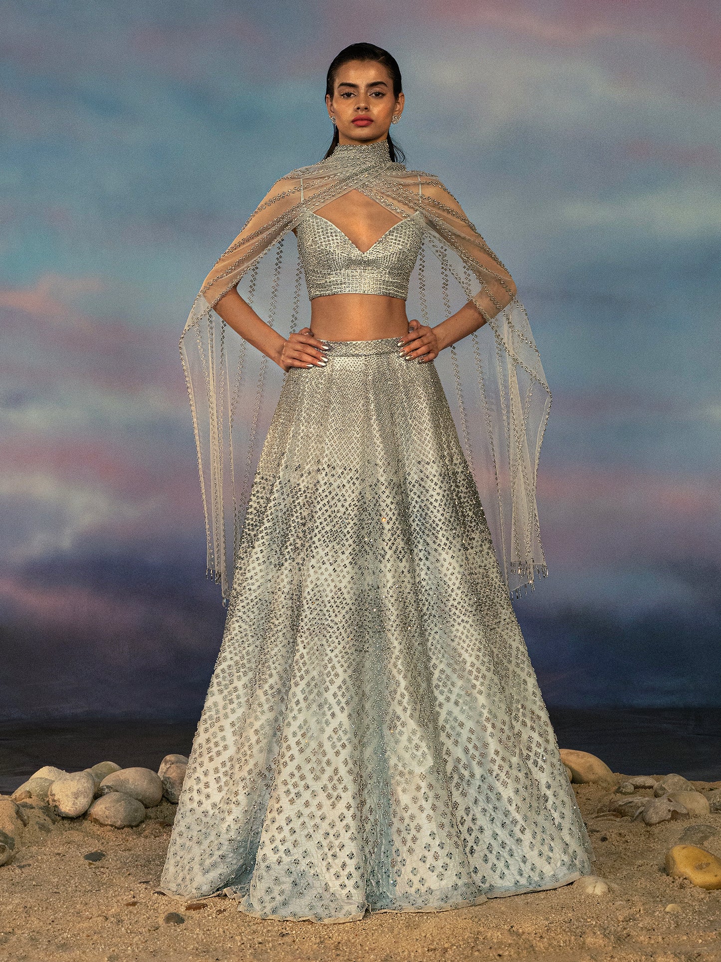 Mineral Blue Silica Lehenga Set