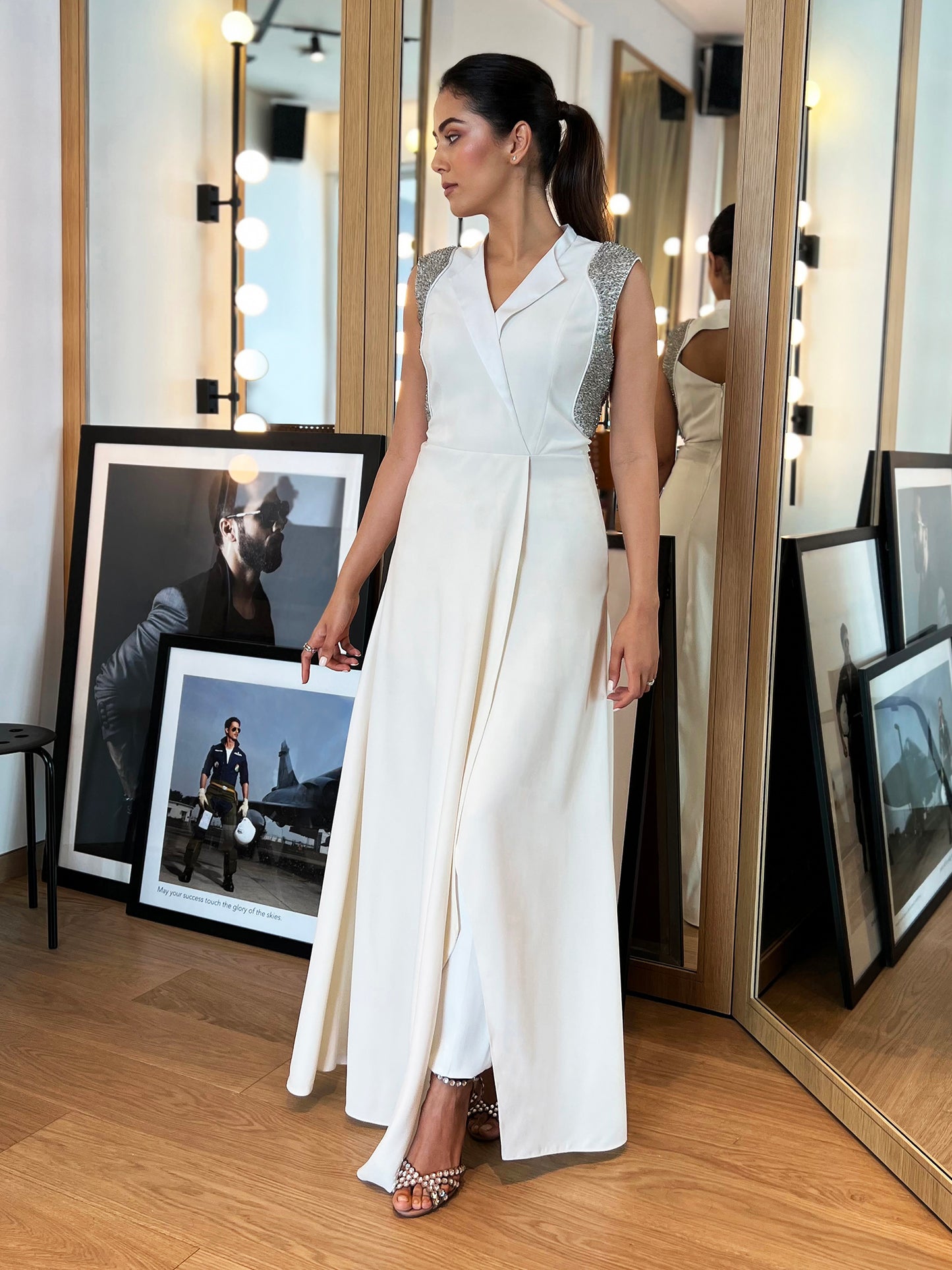 Mira Rajput In Omega White Overlap Dress