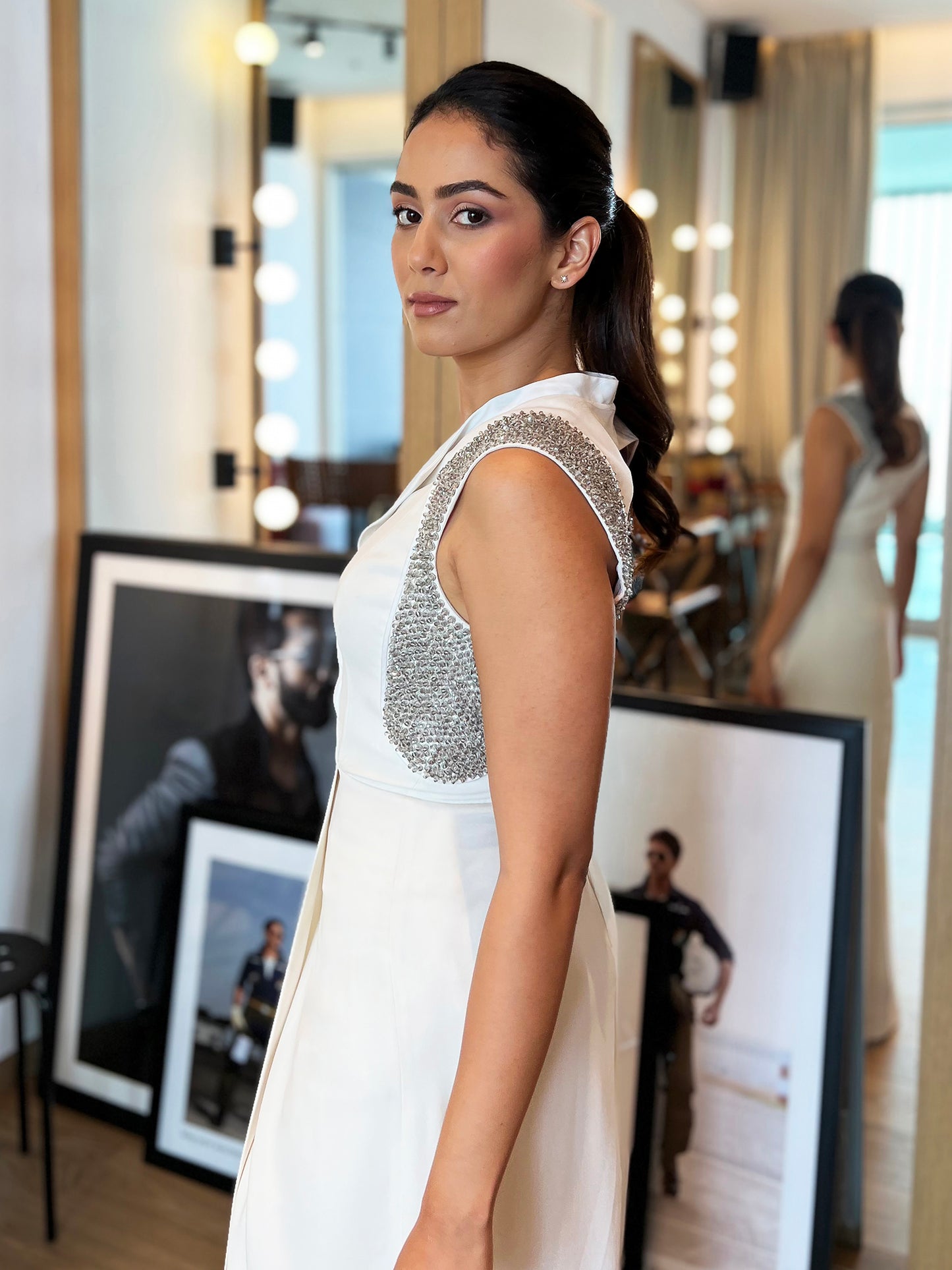 Mira Rajput In Omega White Overlap Dress