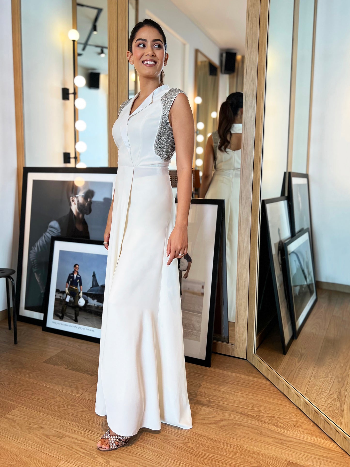 Mira Rajput In Omega White Overlap Dress