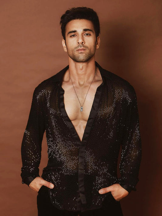 Pulkit Samrat ⢠In Fully Sequins Black Shirt