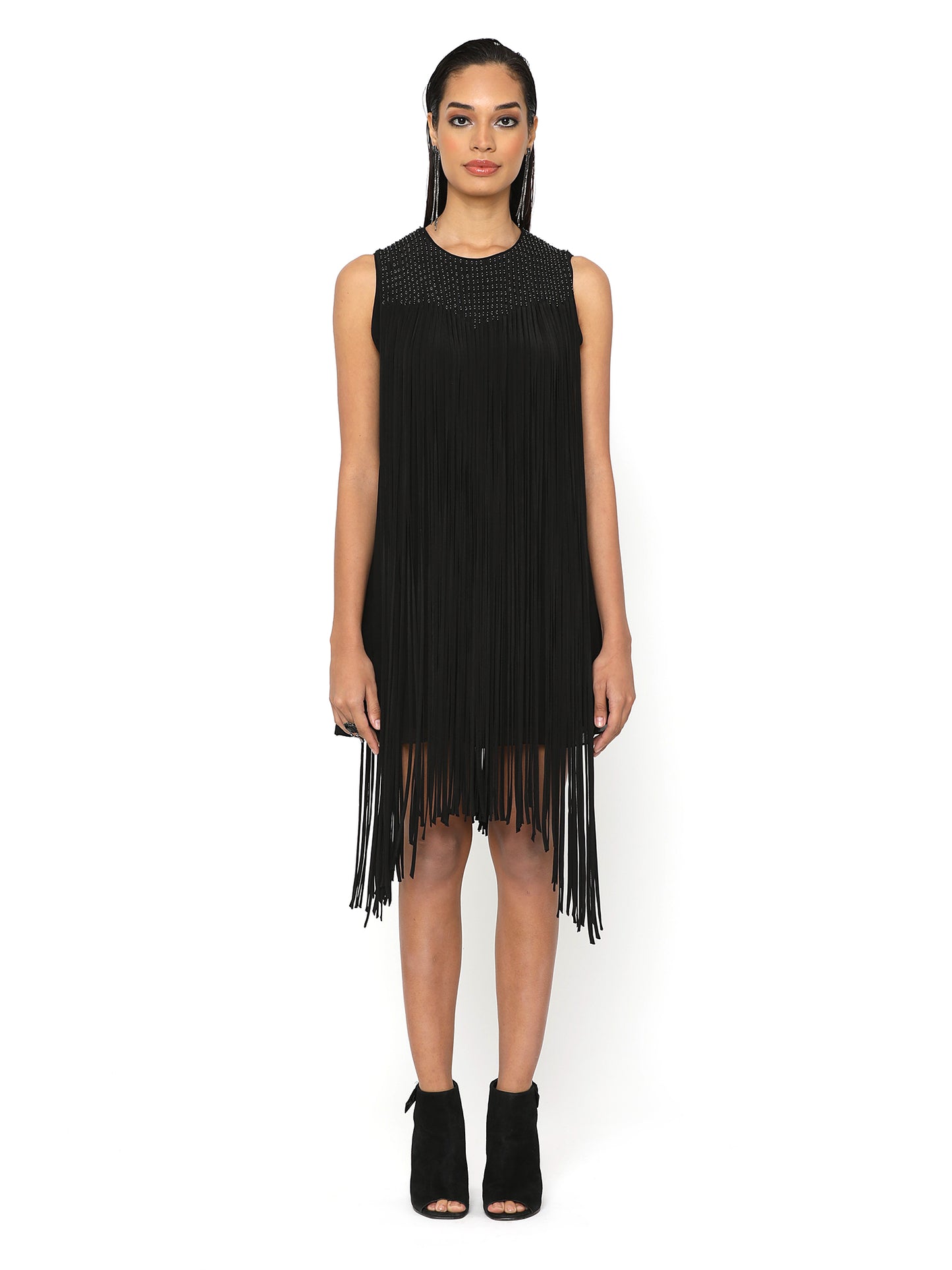 Pale Black Fringe Dress