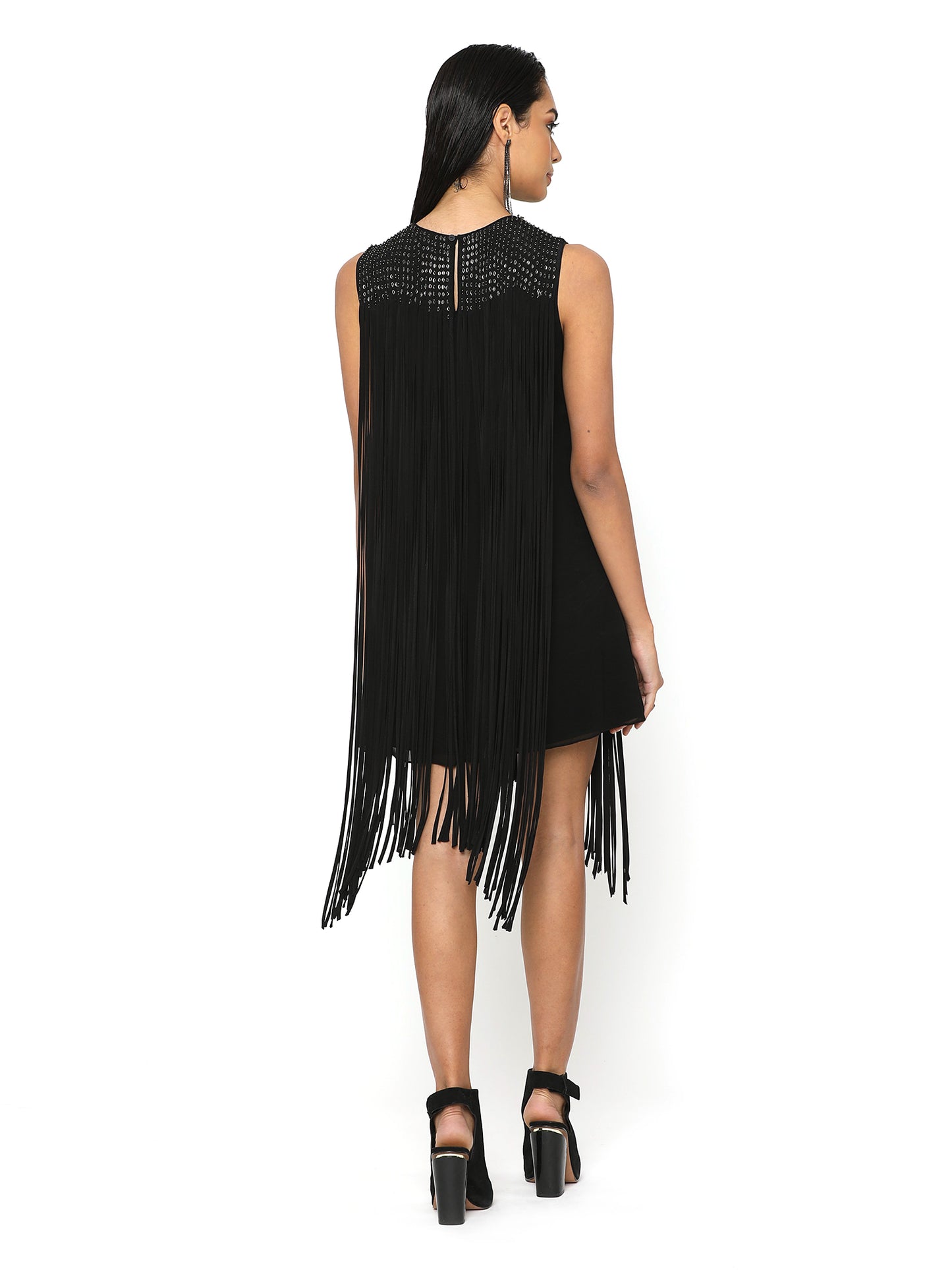 Pale Black Fringe Dress